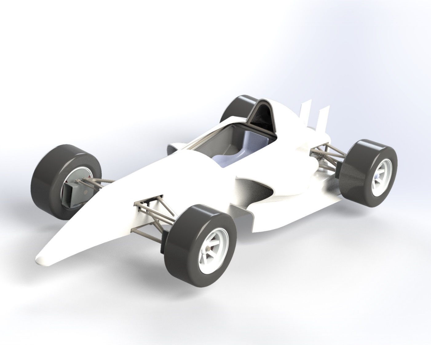 Single-seat car with front and rear wing sections removed